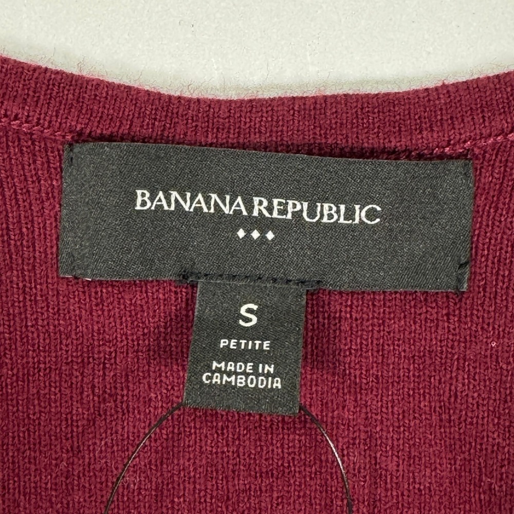 Banana Republic Womens Sleeveless V Neck A Line Knit Dress S Petite Burgundy NWT - Picture 4 of 13